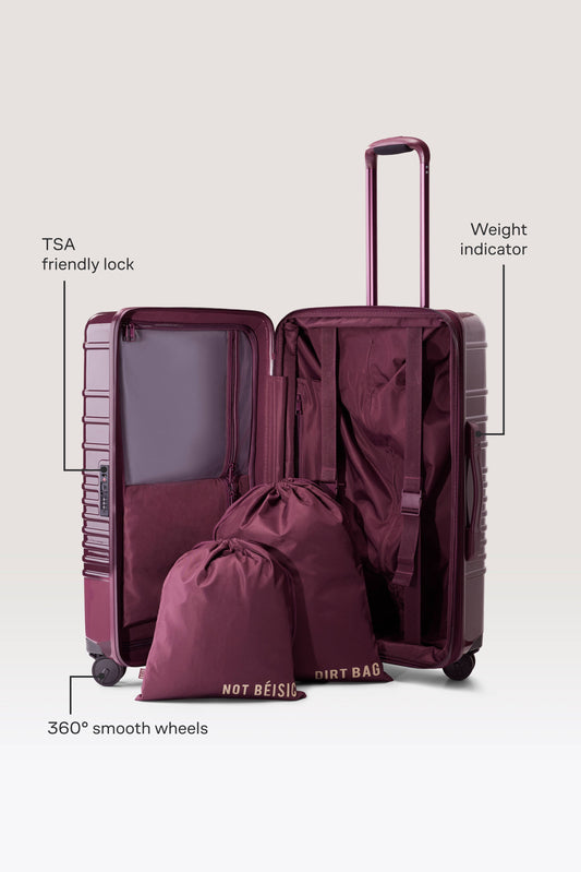 The Medium Check-In Roller in Glossy Plum