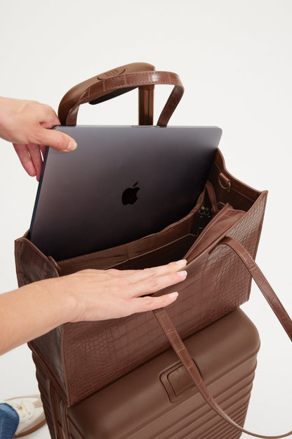 The Work Tote in Maple Croc