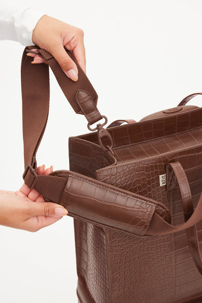 The Large Work Tote in Maple Croc