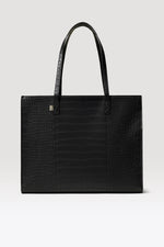 The Large Work Tote in Black Croc