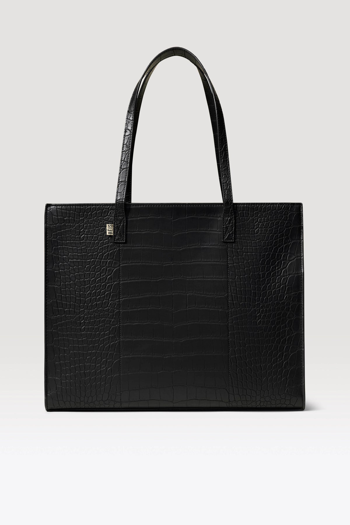 The Large Work Tote in Black Croc