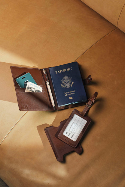 The Passport & Luggage Tag Set in Maple