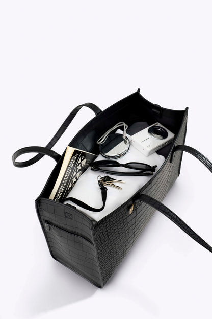 The Work Tote in Black Croc